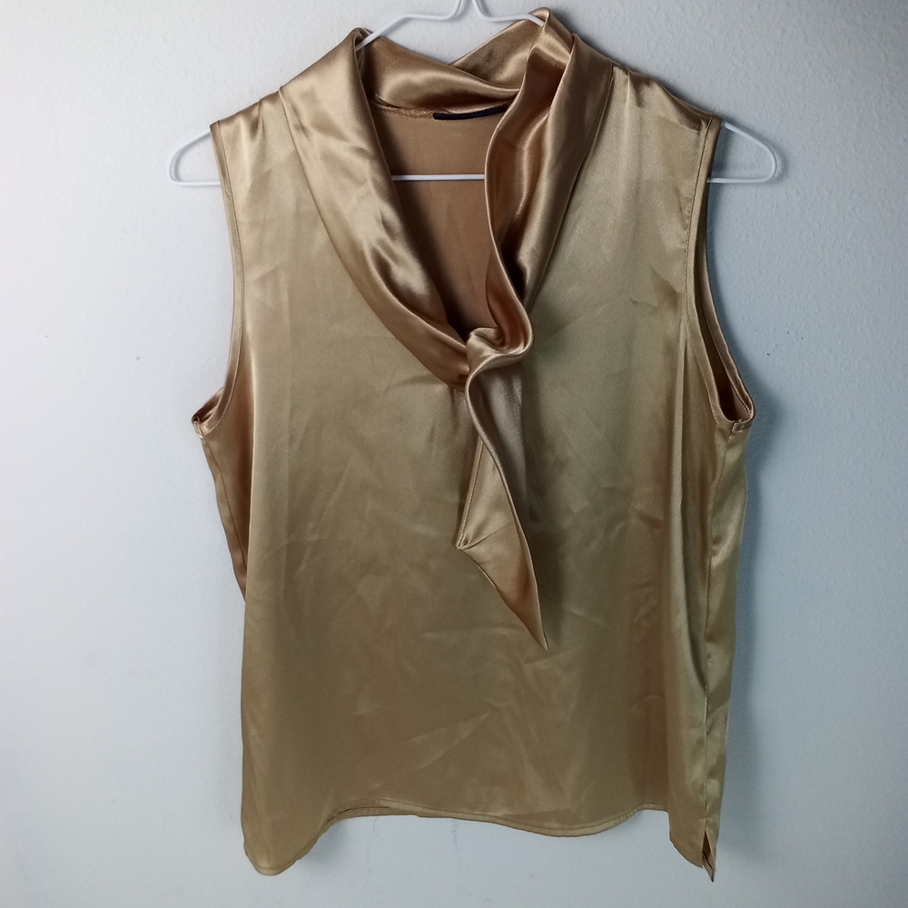Karen Scott Gold Sleeveless Tie Front Blouse